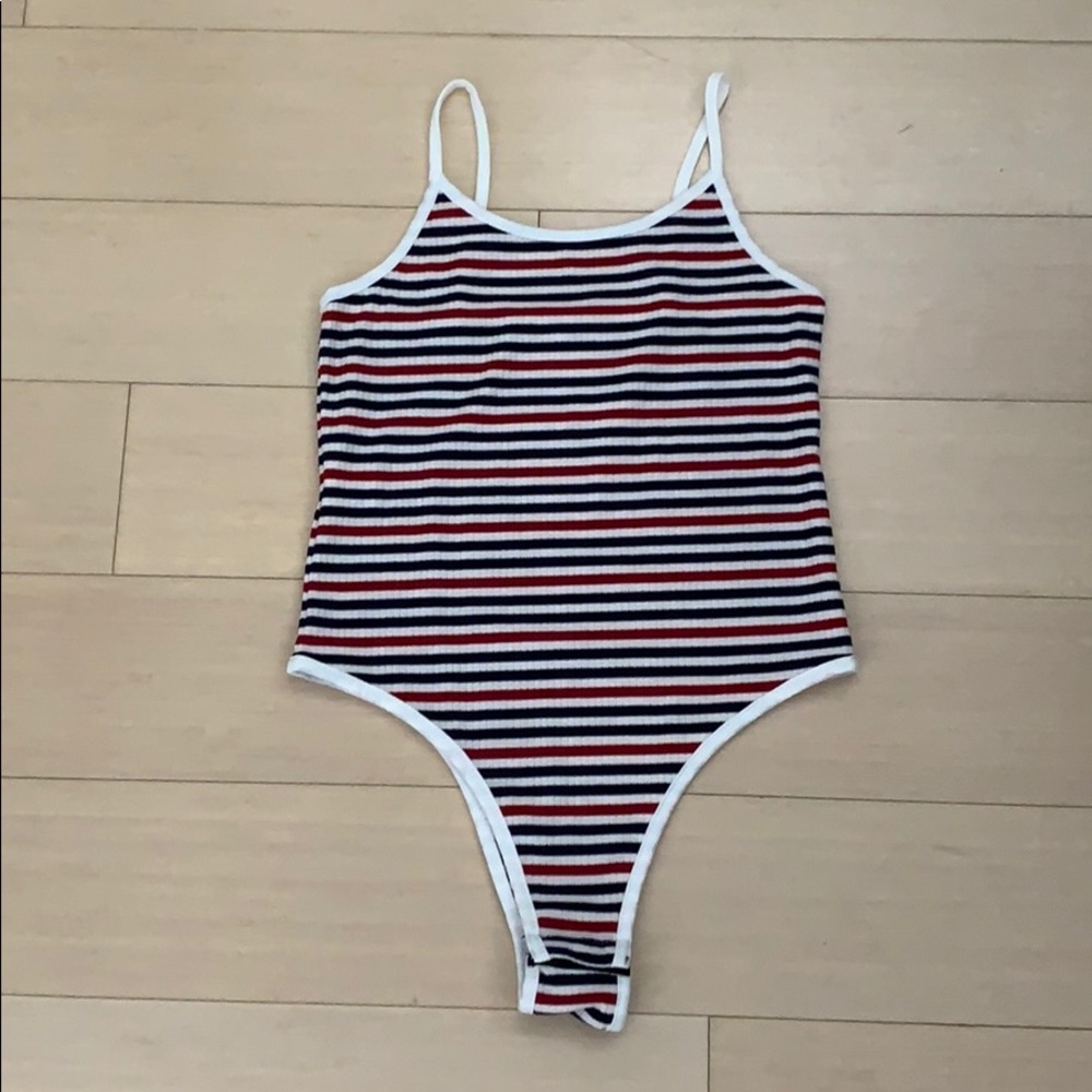 Red, white, and blue body suit